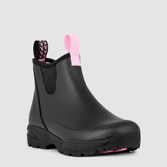 Sky Rubber Rain Boot | Breast Cancer Black - Pink