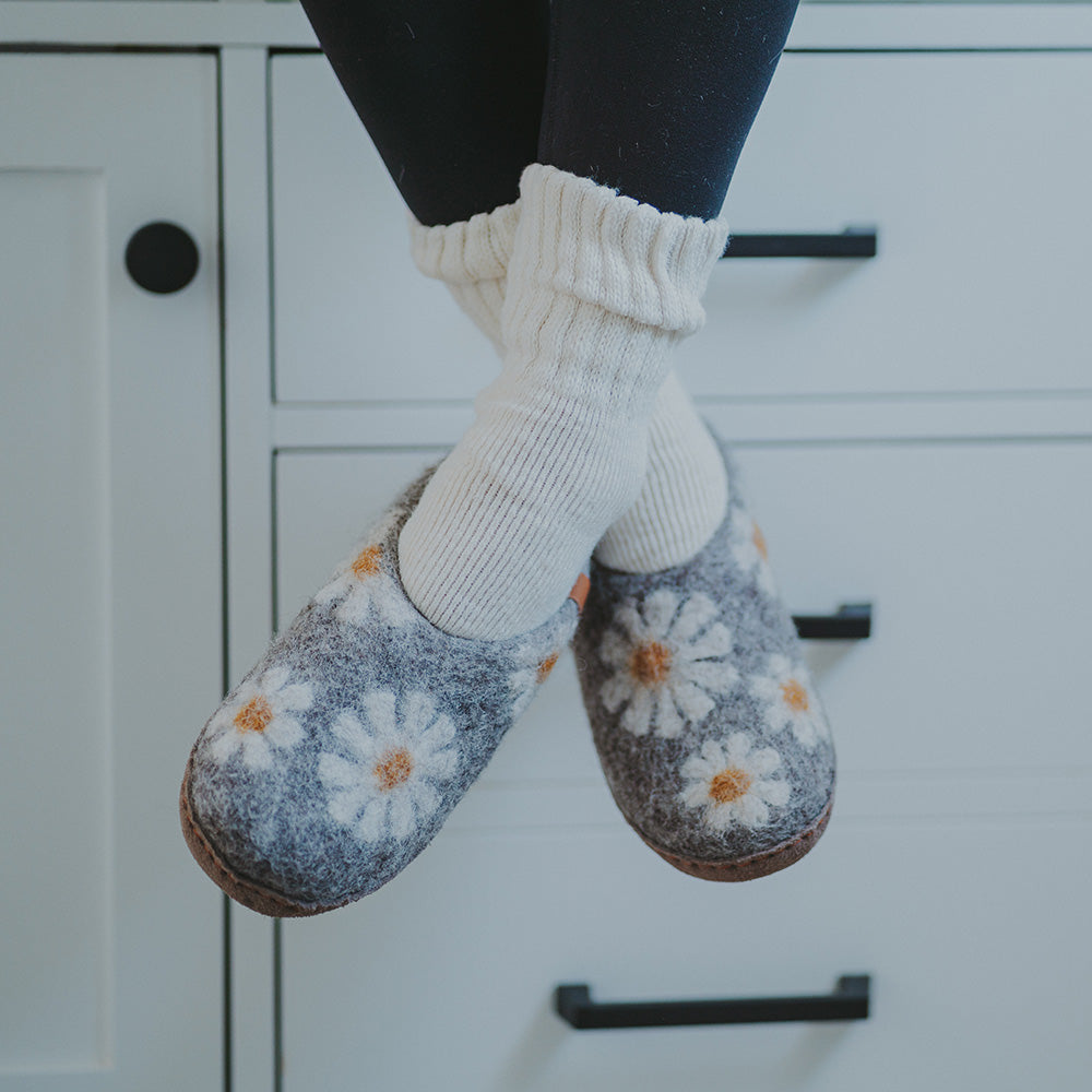 Makalu Wool Slipper | Daisy - Grey