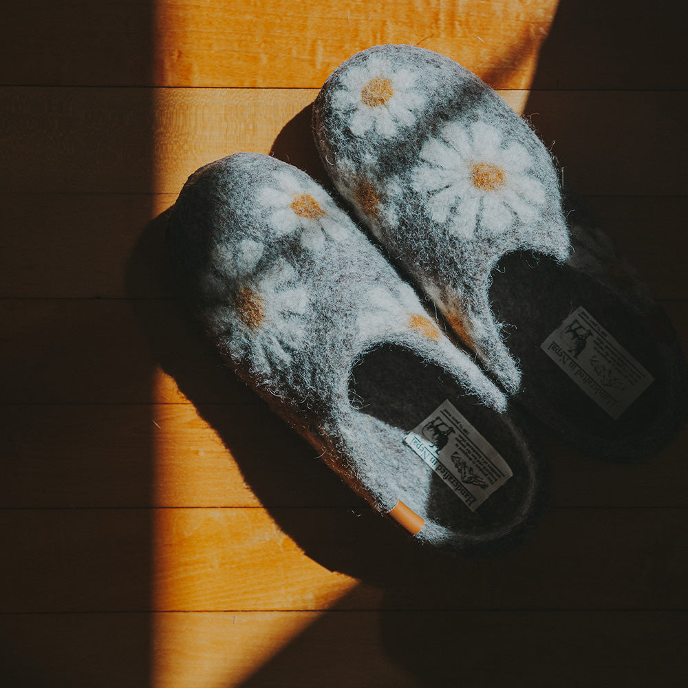 Makalu Wool Slipper | Daisy - Grey