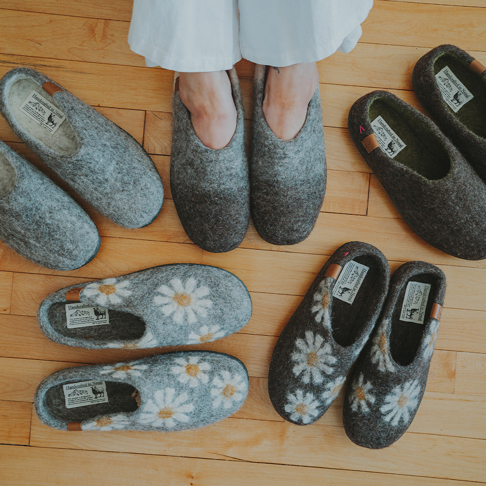 Tibet Wool Slipper | Tri-Color - Brown
