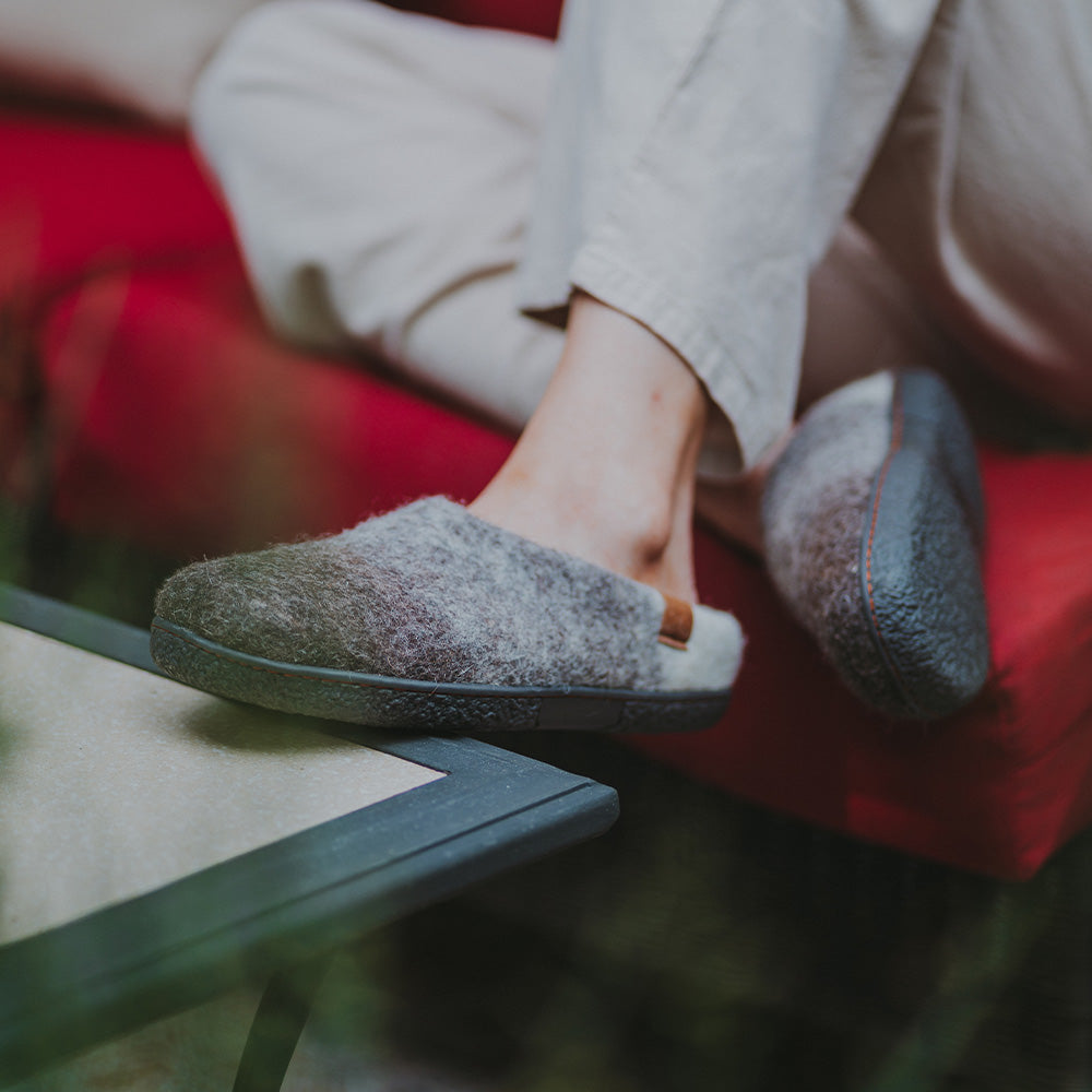 Tibet Wool Slipper | Tri-Color - Brown