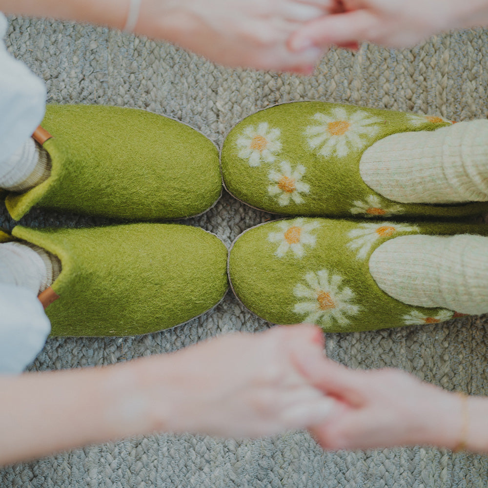 Nepal Wool Slipper | Two-Tone - Lime / Amber