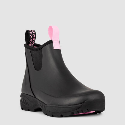 Sky Rubber Rain Boot | Breast Cancer Black - Pink