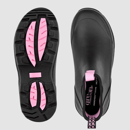 Sky Rubber Rain Boot | Breast Cancer Black - Pink