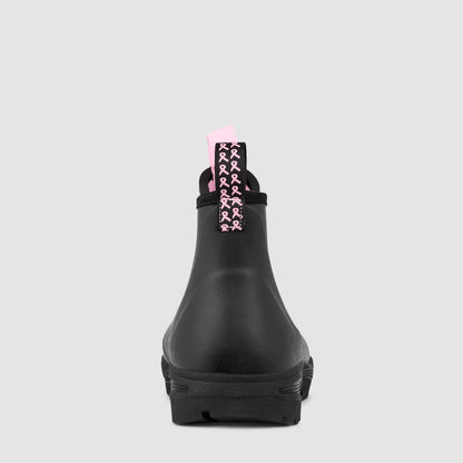 Sky Rubber Rain Boot | Breast Cancer Black - Pink