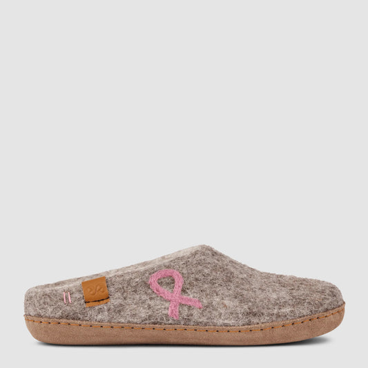 Makalu Wool Slipper | Breast Cancer Ribbon - Grey