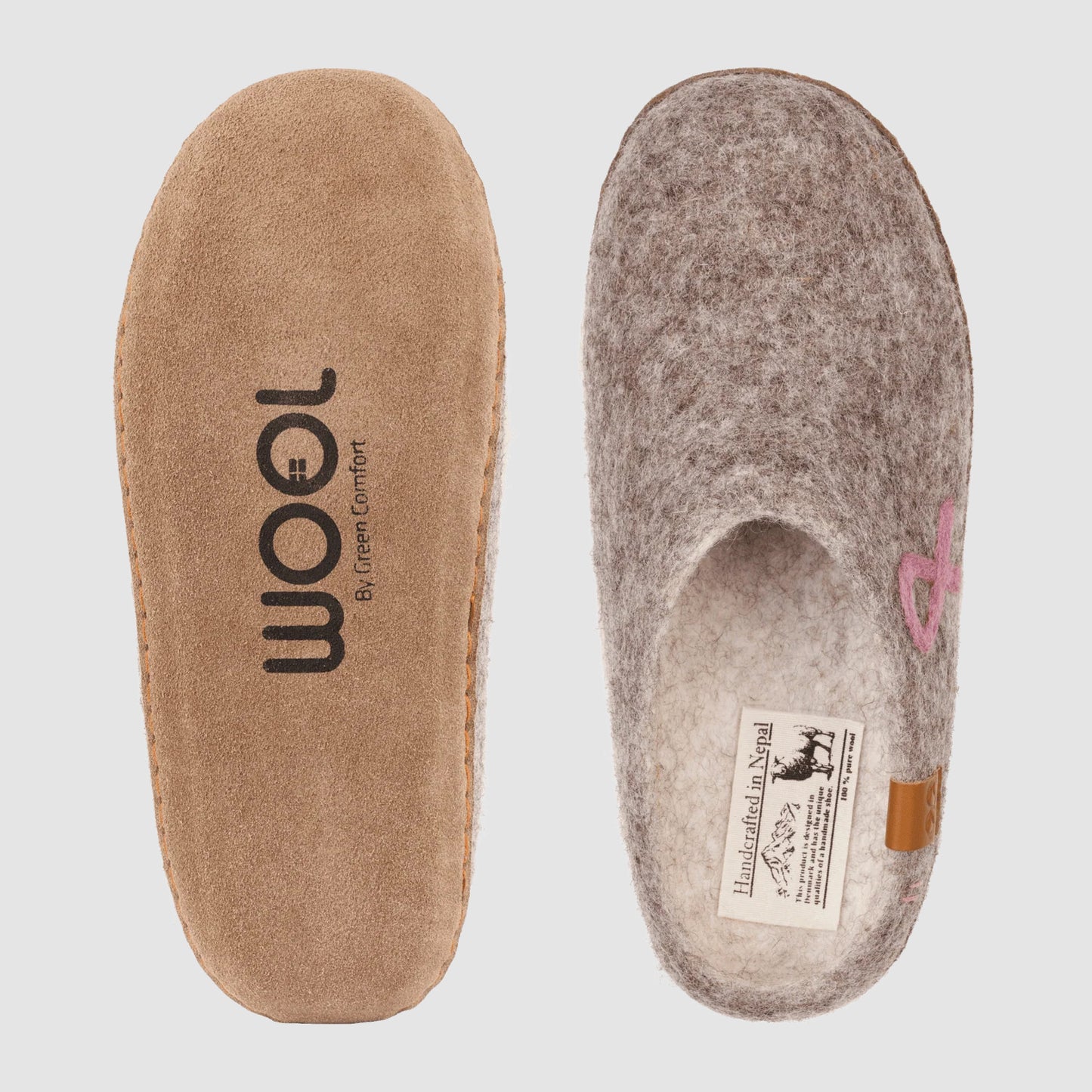 Makalu Wool Slipper | Breast Cancer Ribbon - Grey