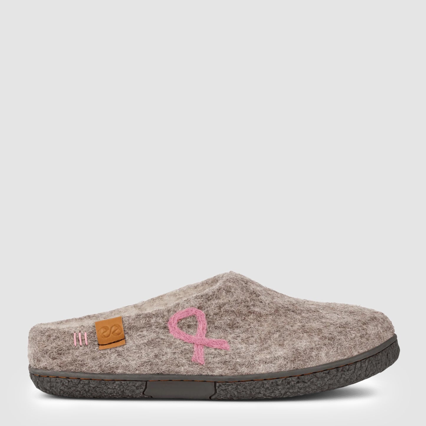 Tibet Wool Slipper | Breast Cancer Ribbon - Grey