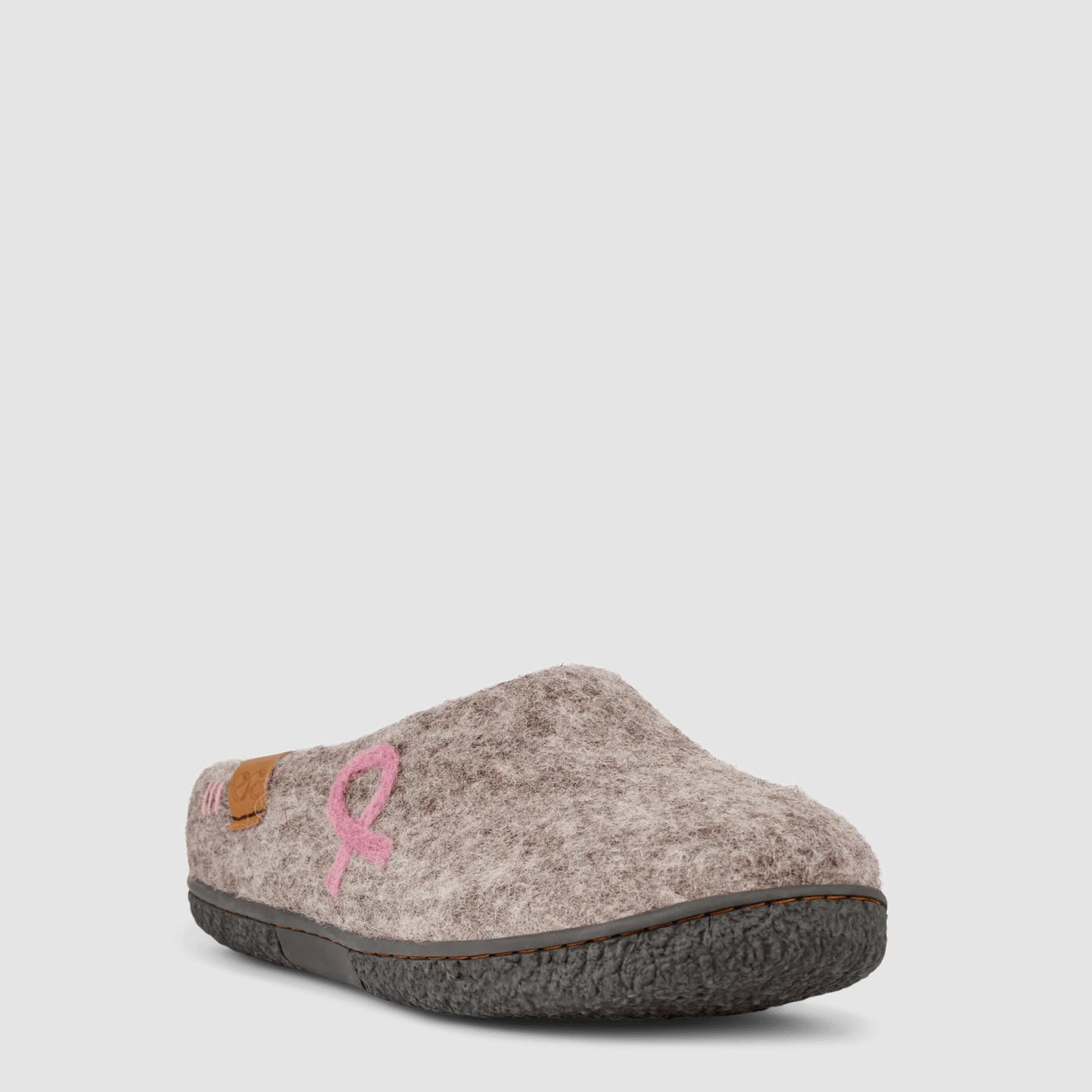 Tibet Wool Slipper | Breast Cancer Ribbon - Grey