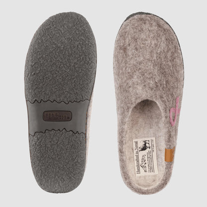 Tibet Wool Slipper | Breast Cancer Ribbon - Grey