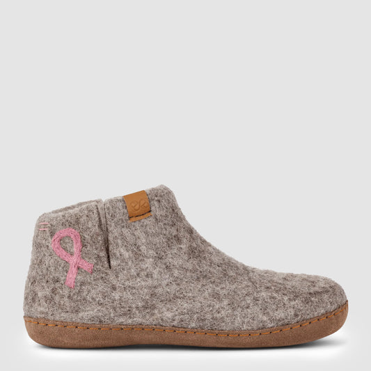 Everest Wool Slipper | Breast Cancer Ribbon - Grey