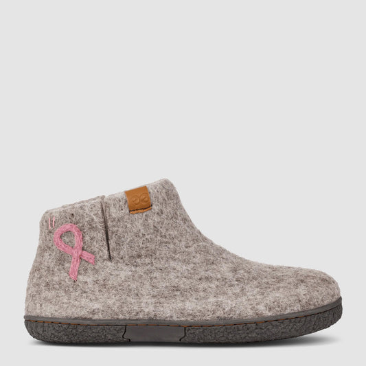 Nepal Wool Slipper | Breast Cancer Ribbon - Grey