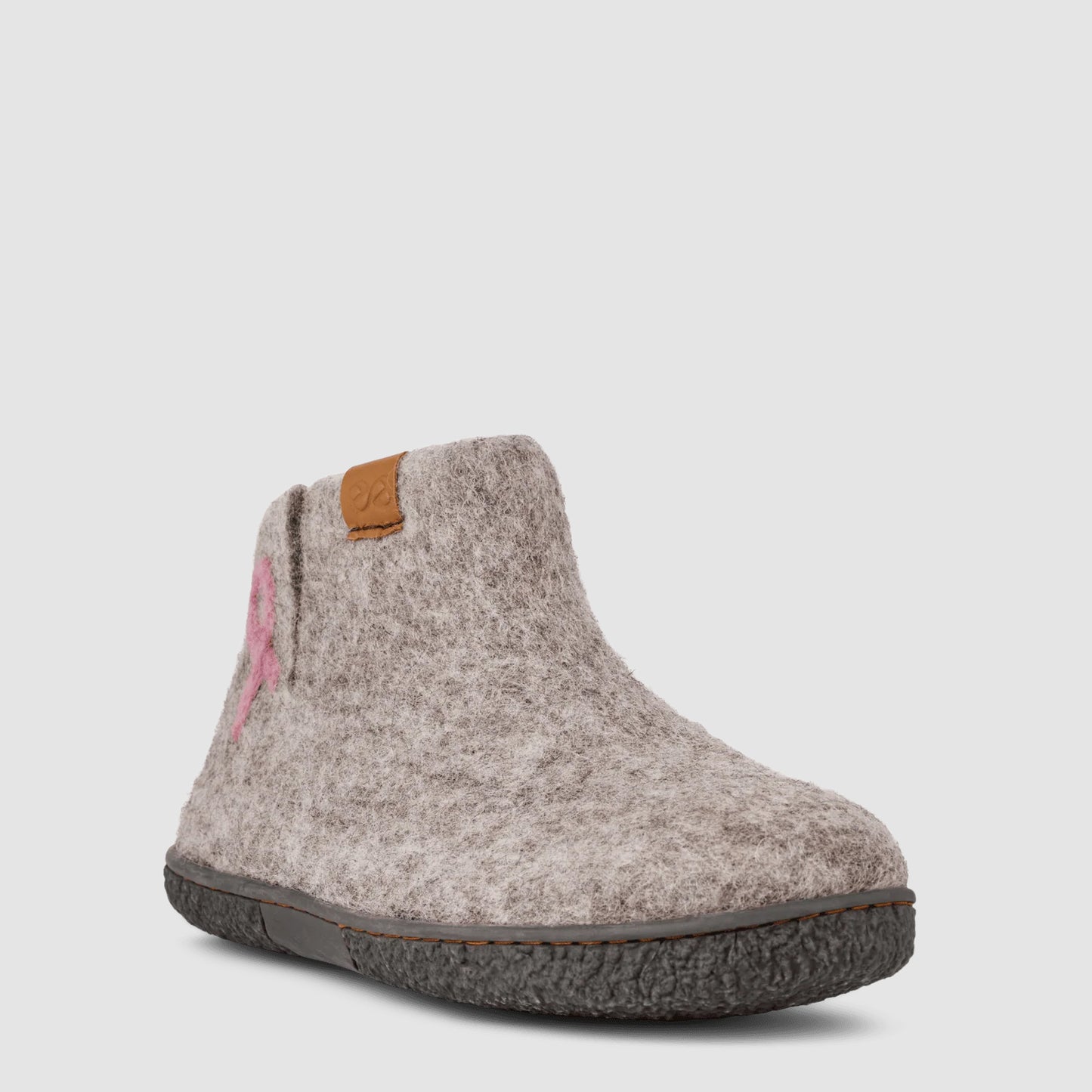 Nepal Wool Slipper | Breast Cancer Ribbon - Grey