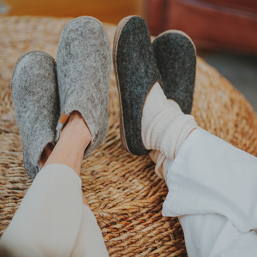 Makalu Wool Slipper | Two-Tone - Charcoal / Amber