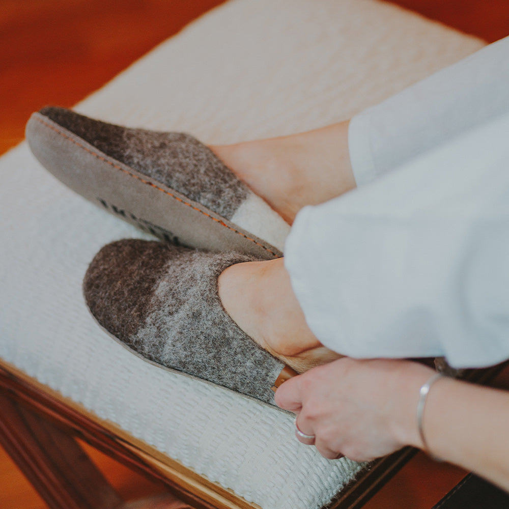 Makalu Wool Slipper | Tri-Color - Brown