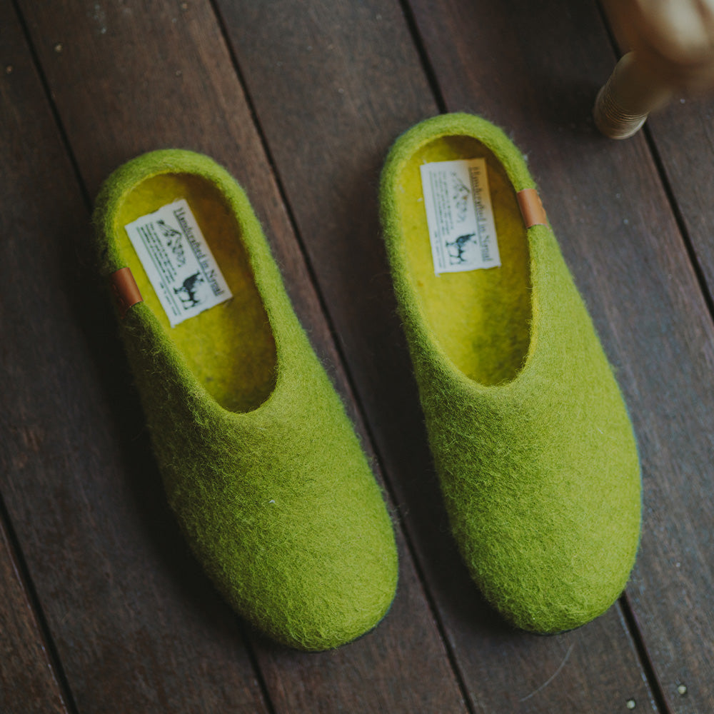 Makalu Wool Slipper | Two-Tone - Lime / Amber