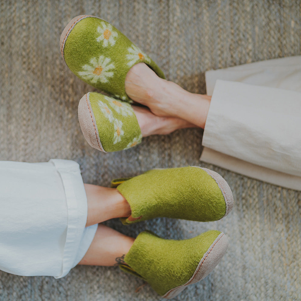 Makalu Wool Slipper | Daisy - Lime