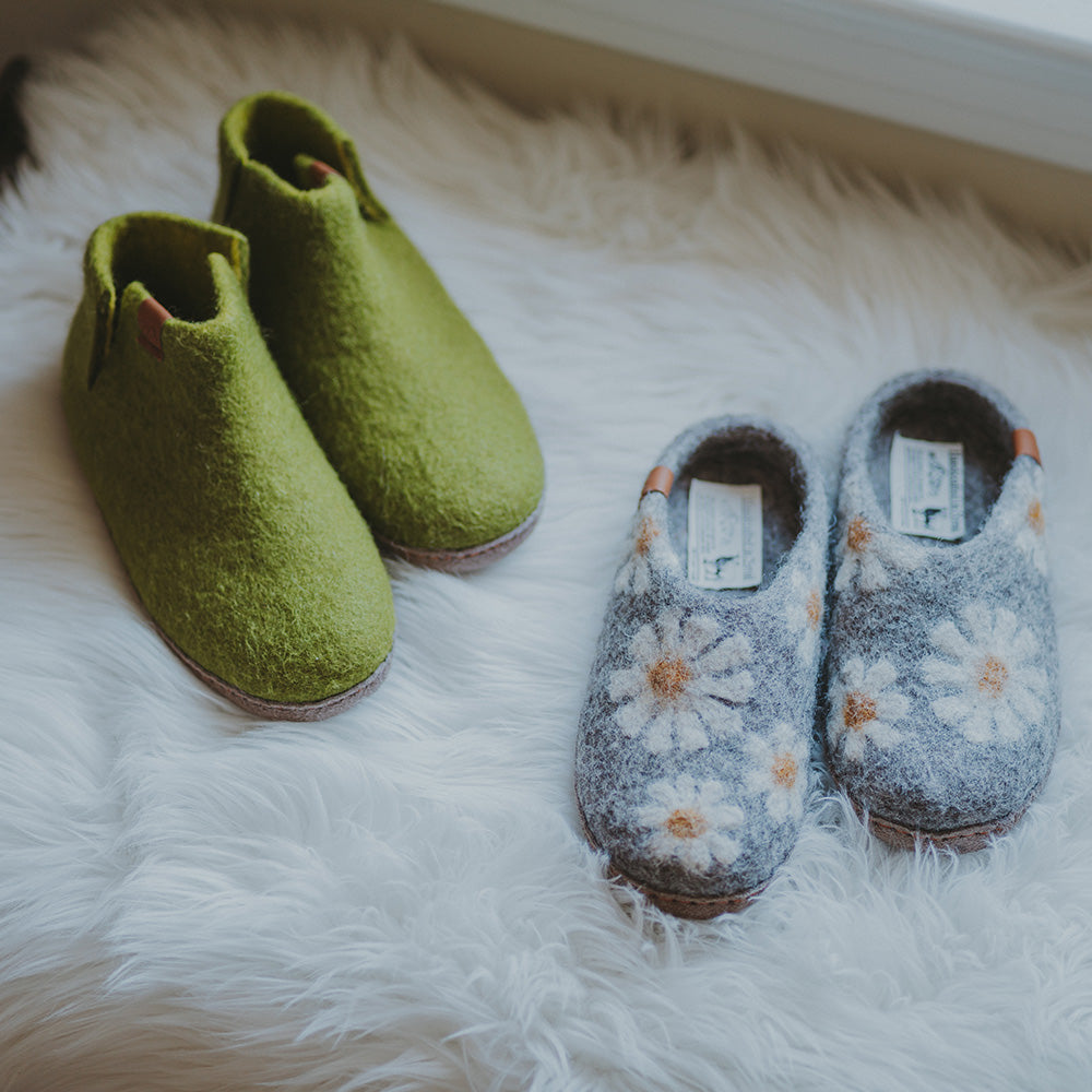 Everest Wool Slipper | Two-Tone - Lime / Amber