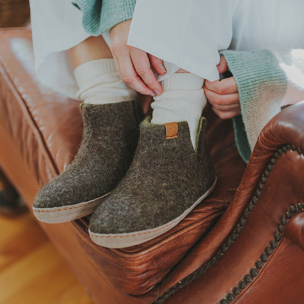 Everest Wool Slipper | Two-Tone - Brown / Lime