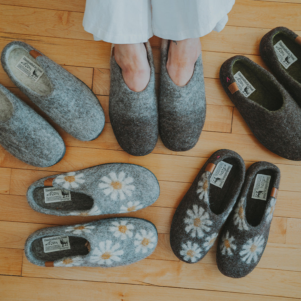 Tibet Wool Slipper | Daisy - Brown