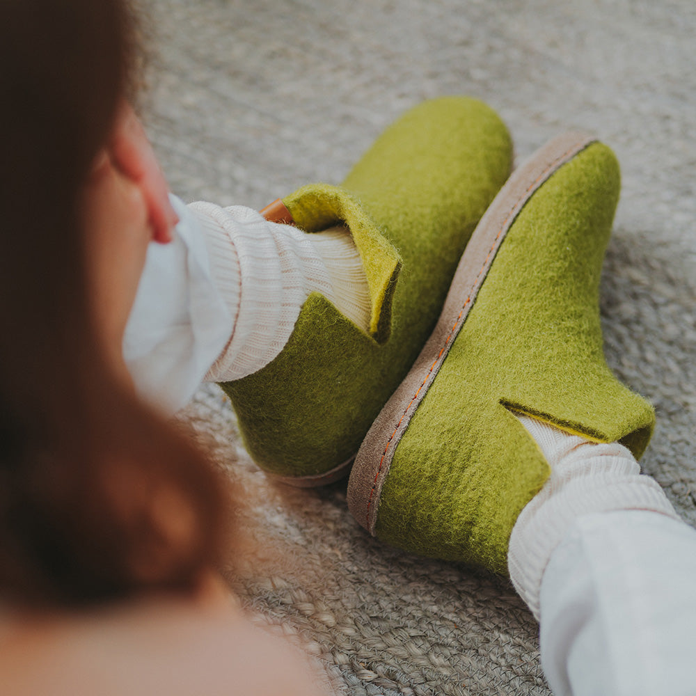 Everest Wool Slipper | Two-Tone - Lime / Amber
