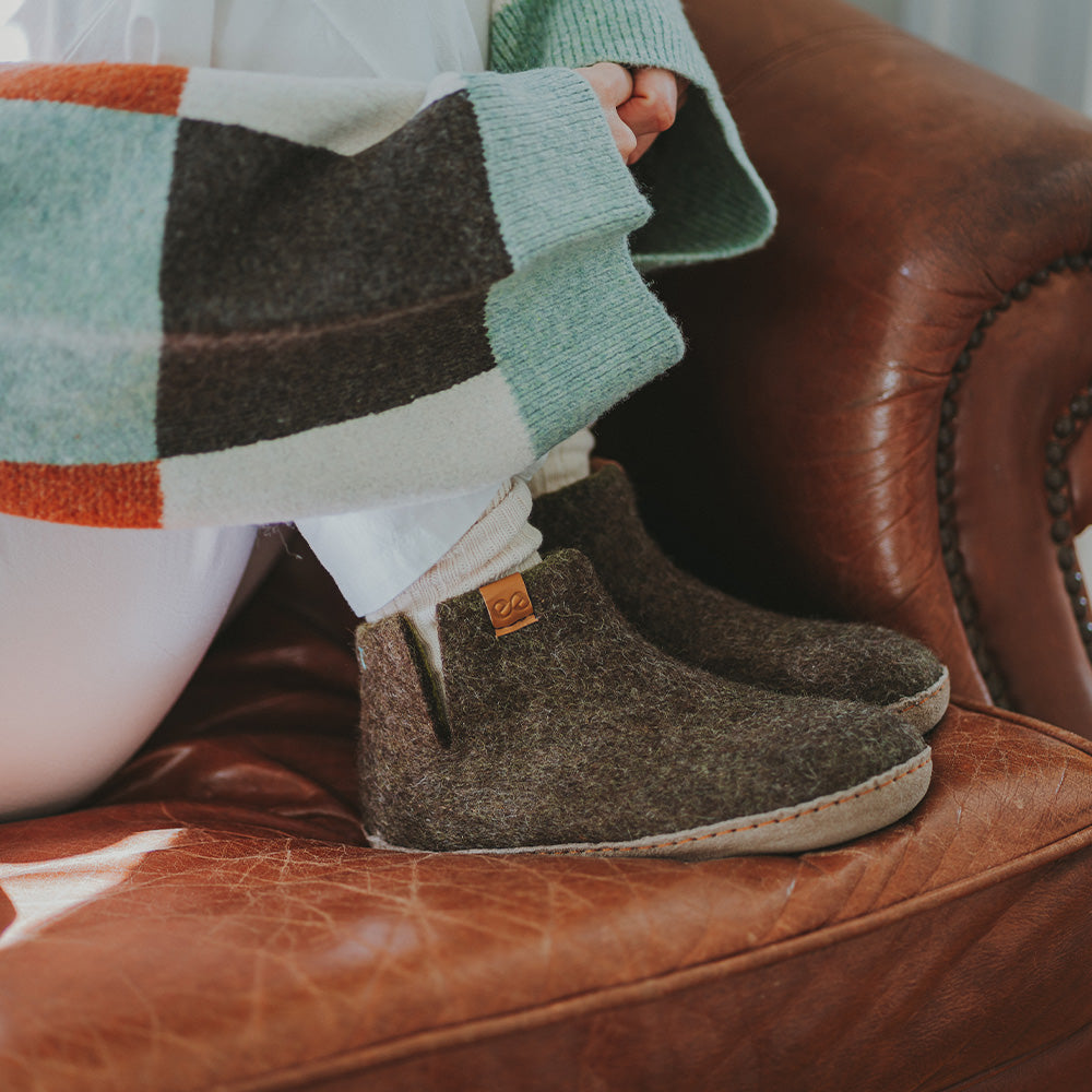 Everest Wool Slipper | Two-Tone - Brown / Lime