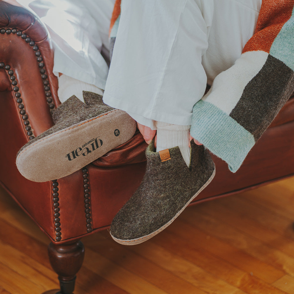 Everest Wool Slipper | Two-Tone - Brown / Lime