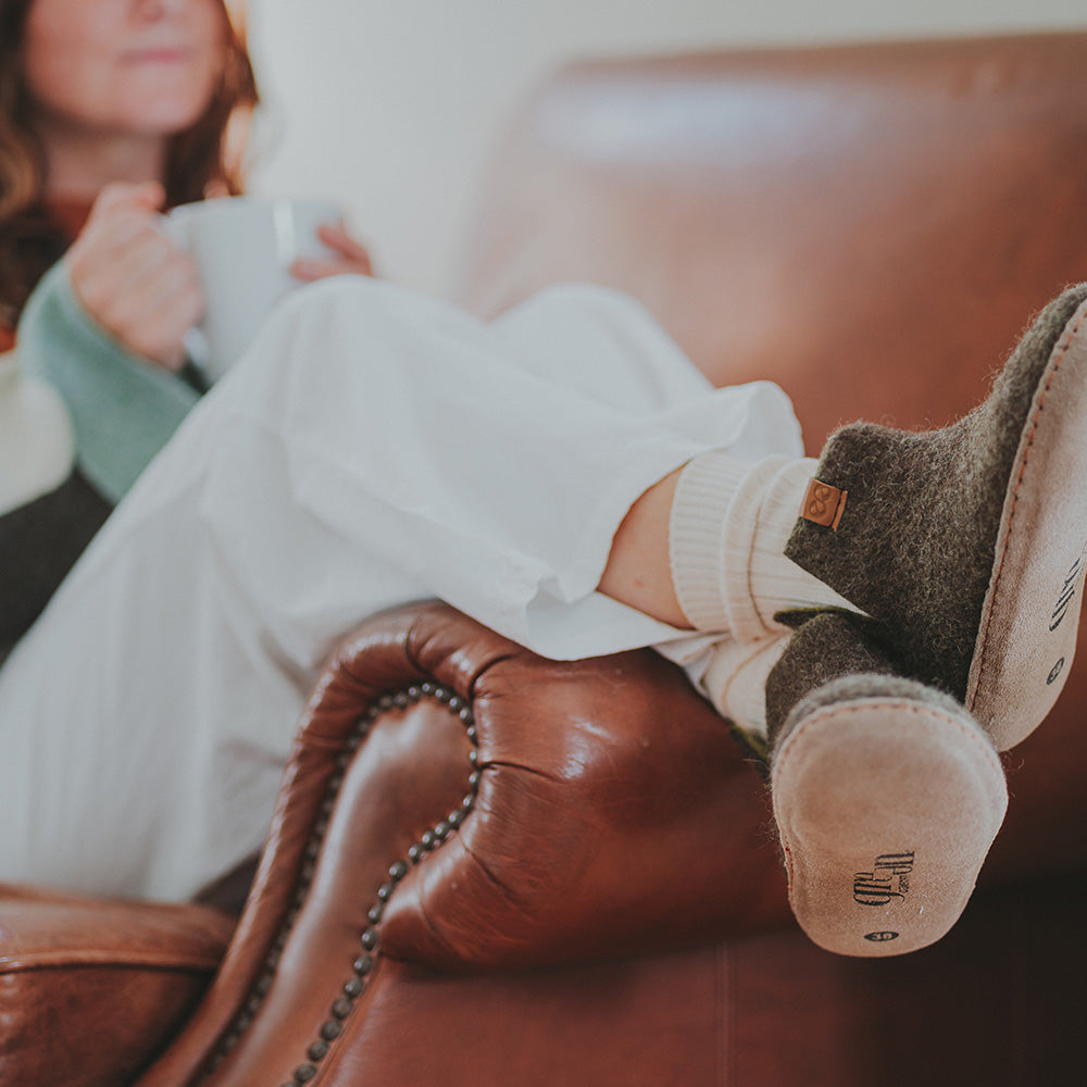 Everest Wool Slipper | Two-Tone - Brown / Lime