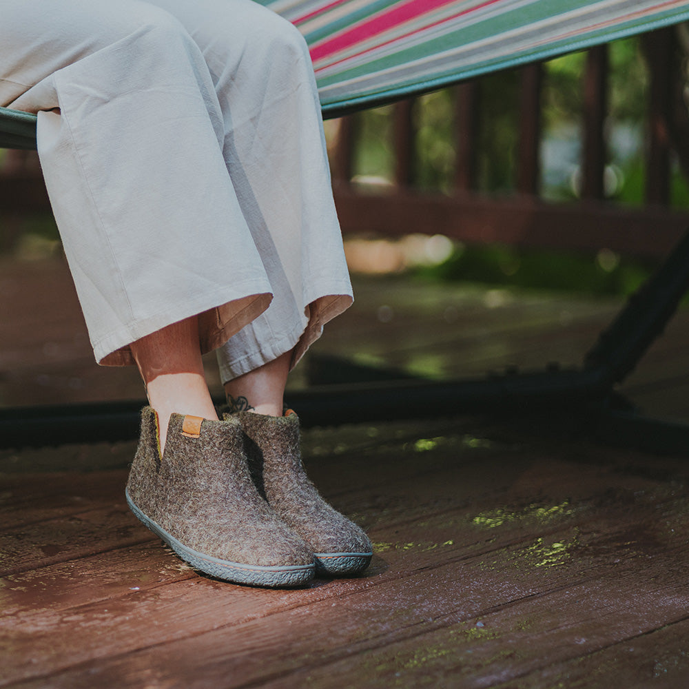 Nepal Wool Slipper | Two-Tone - Brown / Lime