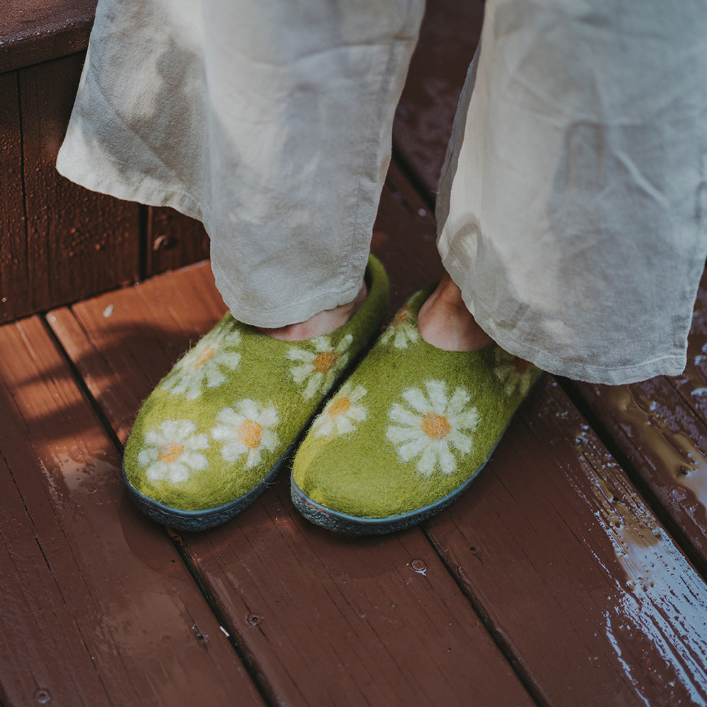 Tibet Wool Slipper | Daisy - Lime