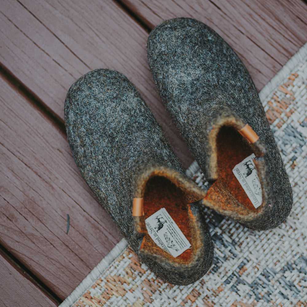 Nepal Wool Slipper | Two-Tone - Charcoal / Amber
