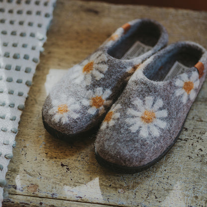 Tibet Wool Slipper | Daisy - Grey