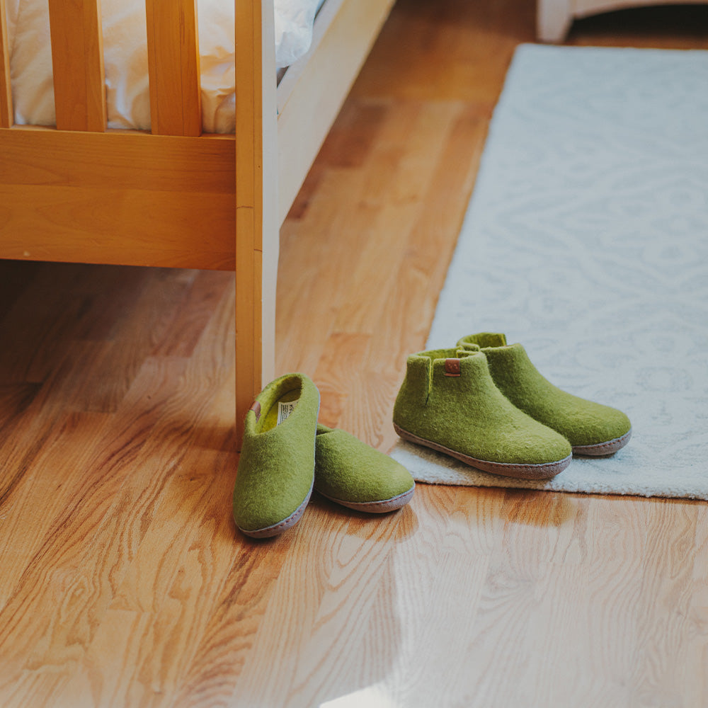 Makalu Wool Slipper | Two-Tone - Lime / Amber