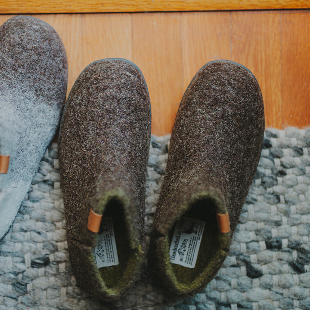 Nepal Wool Slipper | Two-Tone - Brown / Lime