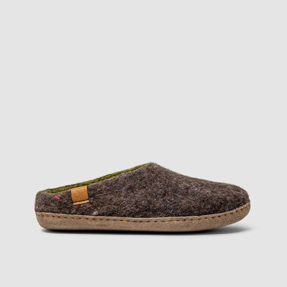 Makalu Wool Slipper | Two-Tone - Brown / Lime