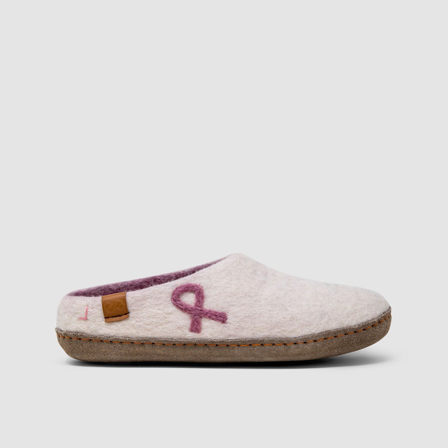 Makalu Wool Slipper | Breast Cancer Ribbon - White Mix