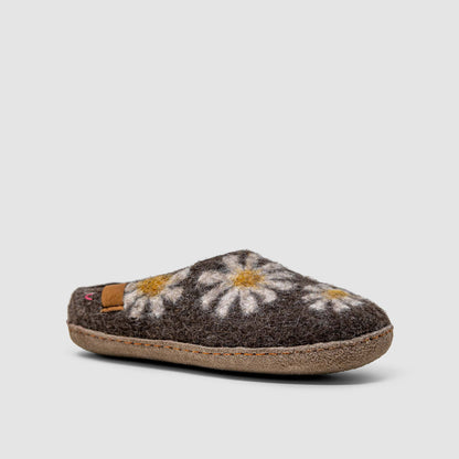 Makalu Wool Slipper | Daisy - Brown
