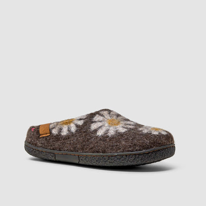 Tibet Wool Slipper | Daisy - Brown