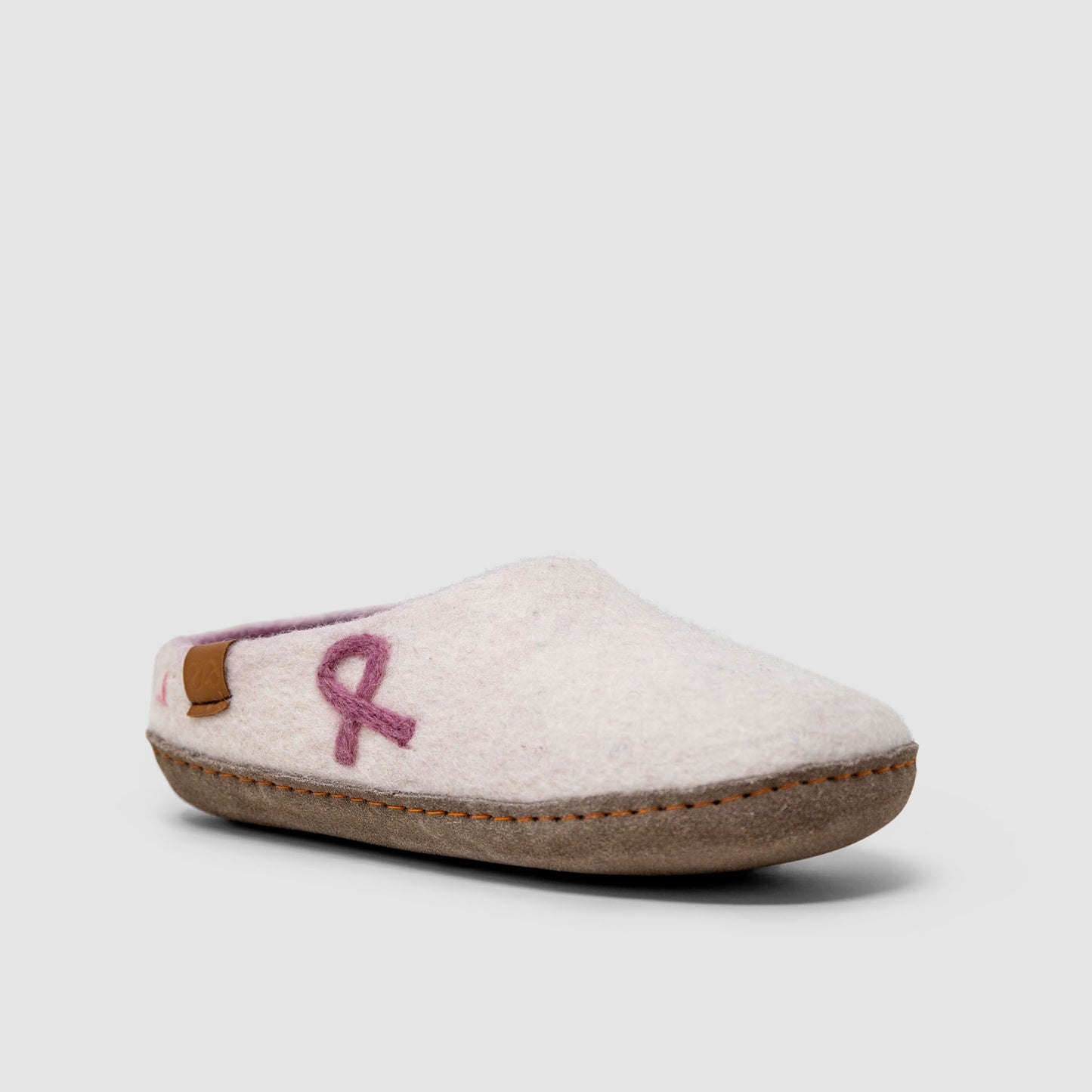 Makalu Wool Slipper | Breast Cancer Ribbon - White Mix
