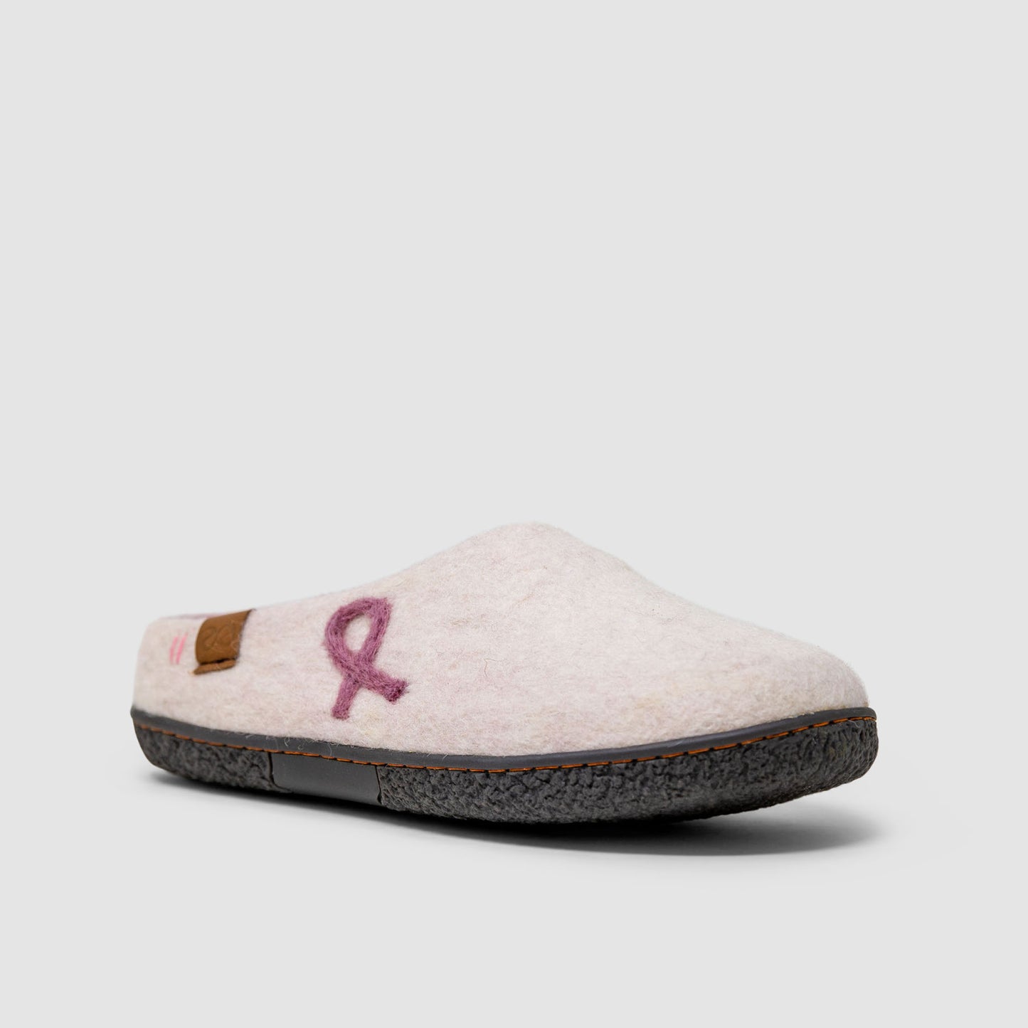 Tibet Wool Slipper | Breast Cancer Ribbon - White Mix