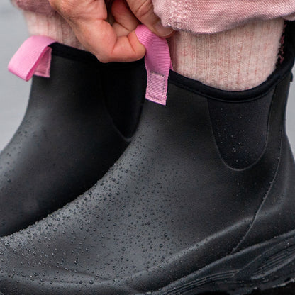 Sky Rubber Rain Boot | Breast Cancer Black - Pink