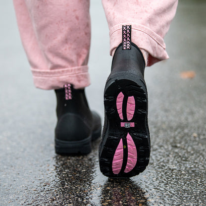 Sky Rubber Rain Boot | Breast Cancer Black - Pink
